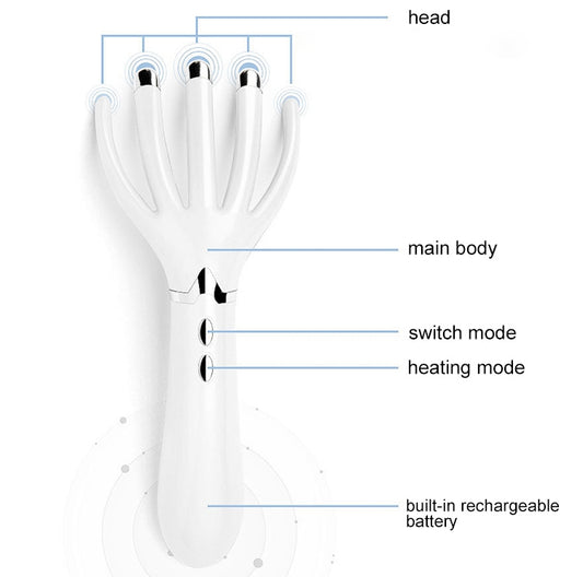 Mini Portable Multifunctional Head Massager Massage Comb, Battery Powered, Battery Powered (White), Battery Powered (Black), Battery Powered (Gold)