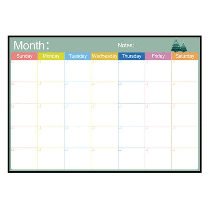 Magnetic monthly planner whiteboard with colored weekday header and blank grid