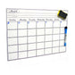 Magnetic monthly planner whiteboard with grid and black marker, magnet corners attached