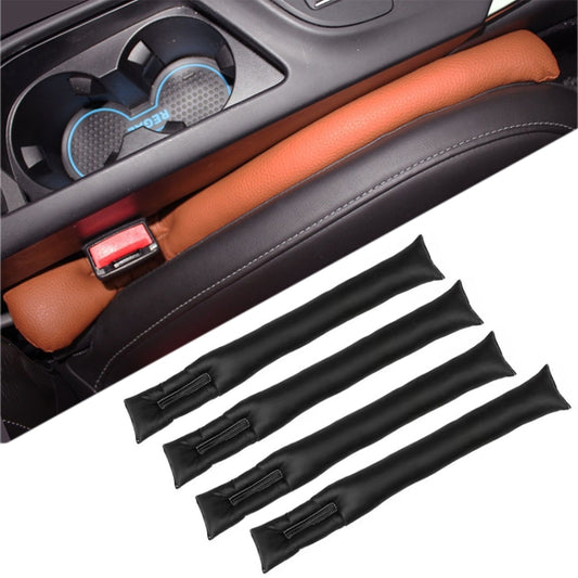 Car seat gap filler pads set, black faux-leather strips with sewn snap slots