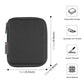 Black watch band organizer zip case with compact square shape and textured fabric