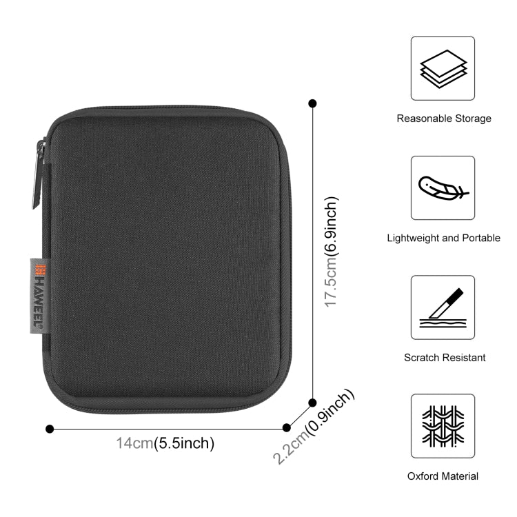 Black watch band organizer zip case with compact square shape and textured fabric