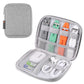 Grey watch band organizer storage case with zip-top and open compartments for cables and bands
