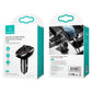 USAMS dual USB wireless car charger retail box with digital display and FM