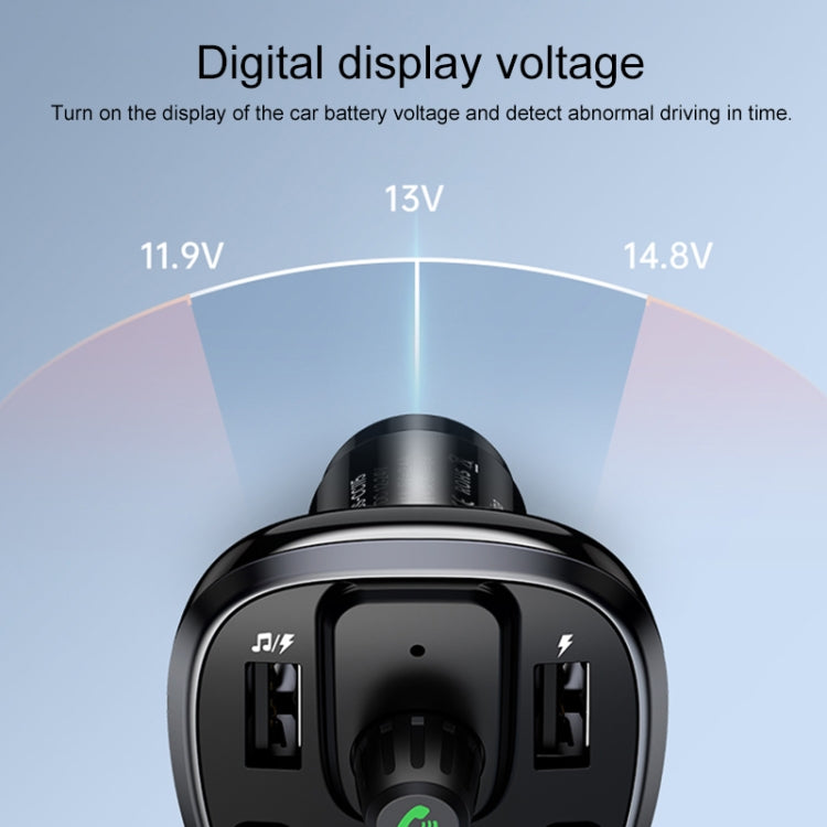 Black car wireless charger with digital voltage display on front panel