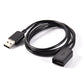 Black charging cable with USB-A plug and USB charging port connector