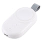 Portable wireless charger for Apple Watch in white with gray mounting loop and indicator