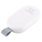 Portable wireless charger for Apple Watch in white with gray loop and embossed label