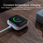 White magnetic charging base with watch docked on the round contact pad