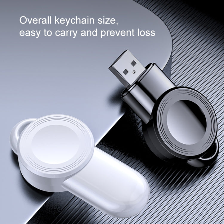 Compact keychain magnetic wireless watch charger in black and white