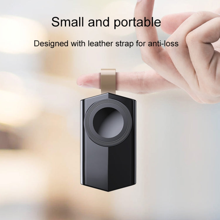 Portable magnetic wireless charger with beige strap holder, small and slim