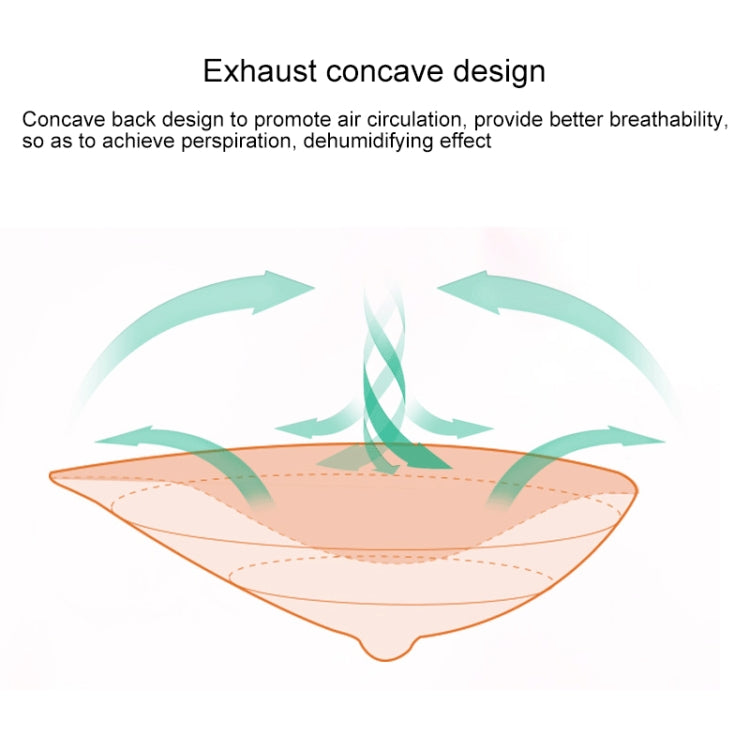Concave back silicone breast pad for air circulation, spiral-shape outline diagram