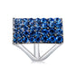 Silver-plated rectangle ring with blue crystal stones