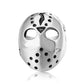 Silver-tone skull mask ring with oval eye openings and scattered bead accents