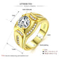 18K gold plated men's ring with large AAA zircon and pavé accents