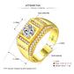 Gold-plated men’s zircon ring with labeled size and zircon inset diagram