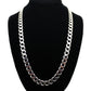 Silver long chain necklace with thick curb links, simple hip hop style