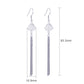 Long sterling silver tassel fan drop earrings, 83.3mm length