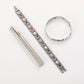 Men's titanium steel bracelet set: silver links, black strap, and wristband piece