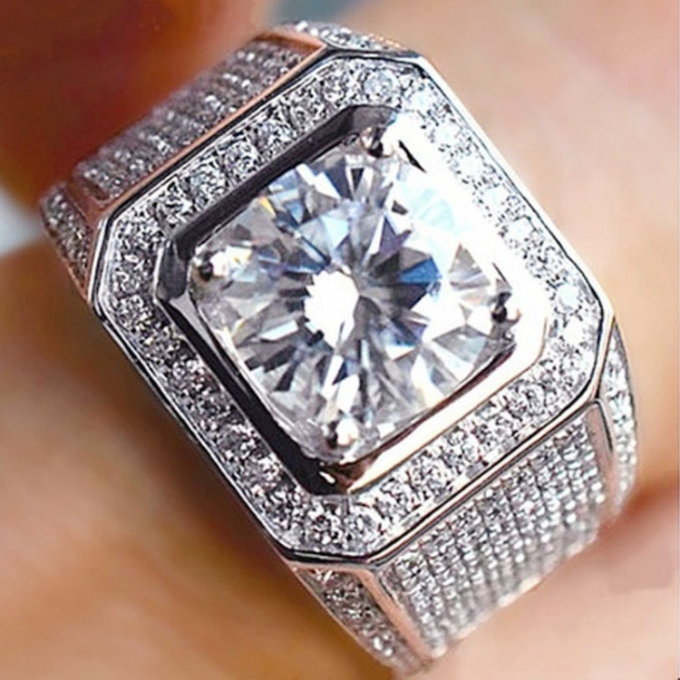 Silver rhinestone ring with large square-cut center stone