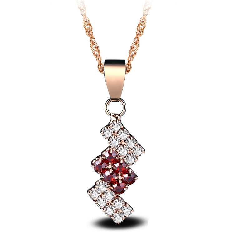 Gold-plated crystal pendant necklace with red and clear geometric drop