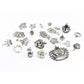 Assorted silver crown pendants with decorative details and small dangling charm loops