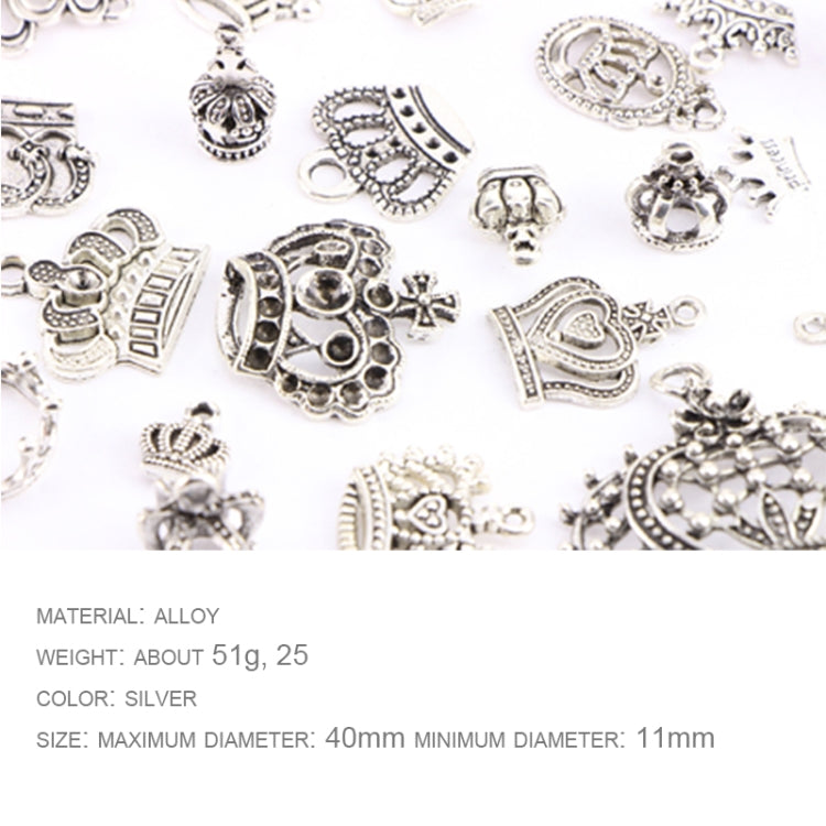 Silver crown pendant charms with detailed filigree, small loops for bracelets and jewelry