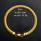 Gold braided bracelet with 20 cm length, 5 mm width, 10.5 g weight, clasp front