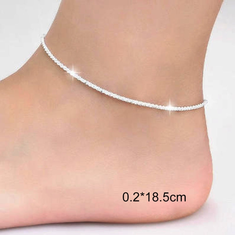 Silver plated star anklet on ankle, slim chain size 0.2×18.5cm