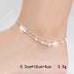 Silver-tone double anklet with star charms and bead chain on the ankle