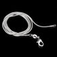 Silver snake-bone chain necklace with lobster clasp, 38 in