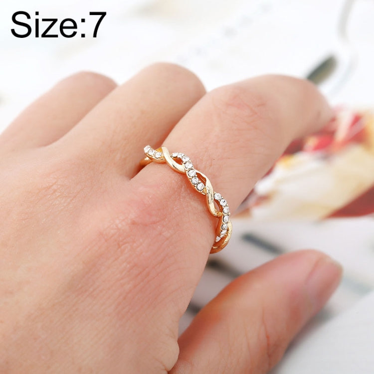 Gold twist ring with oval rhinestones, women’s size 7
