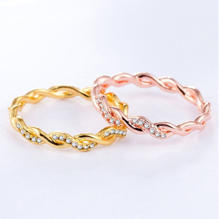 Gold and rose gold twist rhinestone rings, linked openwork design