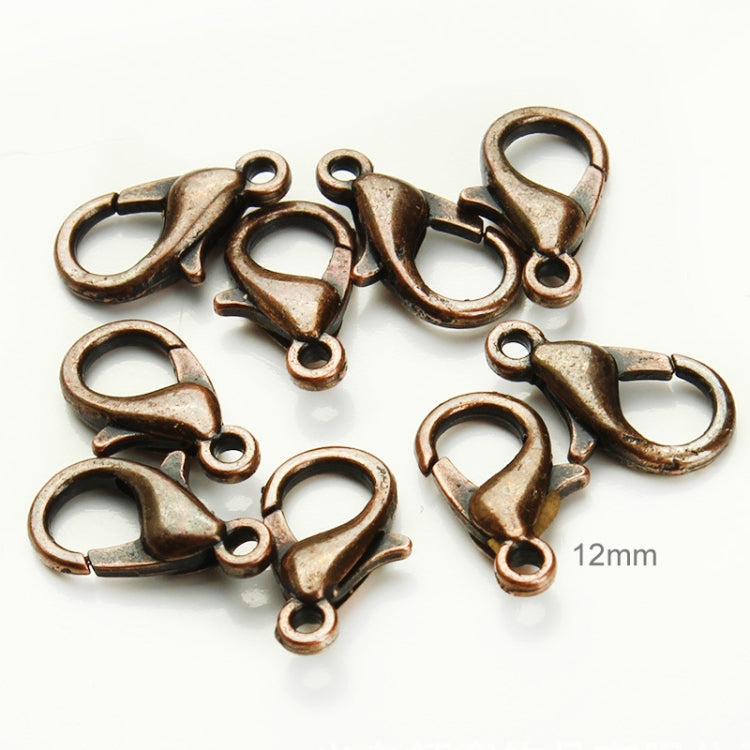 Brown bronze lobster claw clasps with loop ends, 12mm size, small metal findings