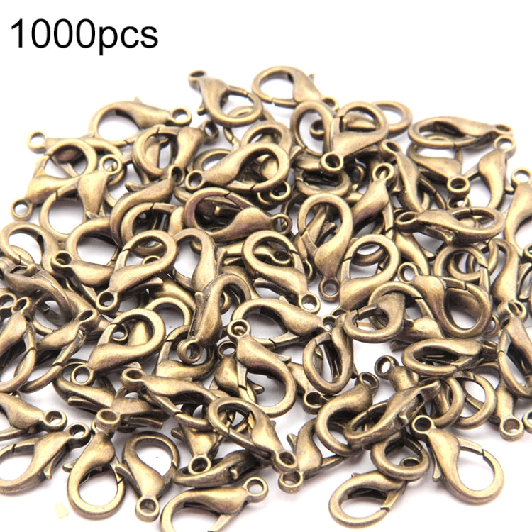 Bronze alloy lobster claw clasps bundle, 12mm metal jewelry clasps, 1000 pcs