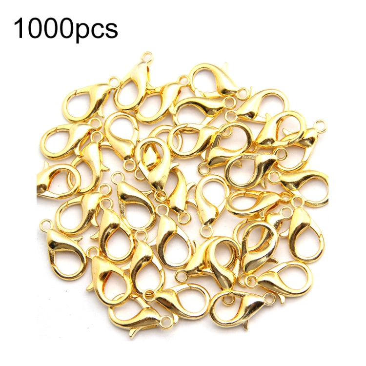 Gold tone lobster claw clasps, small 12mm metal findings, 1000 pack