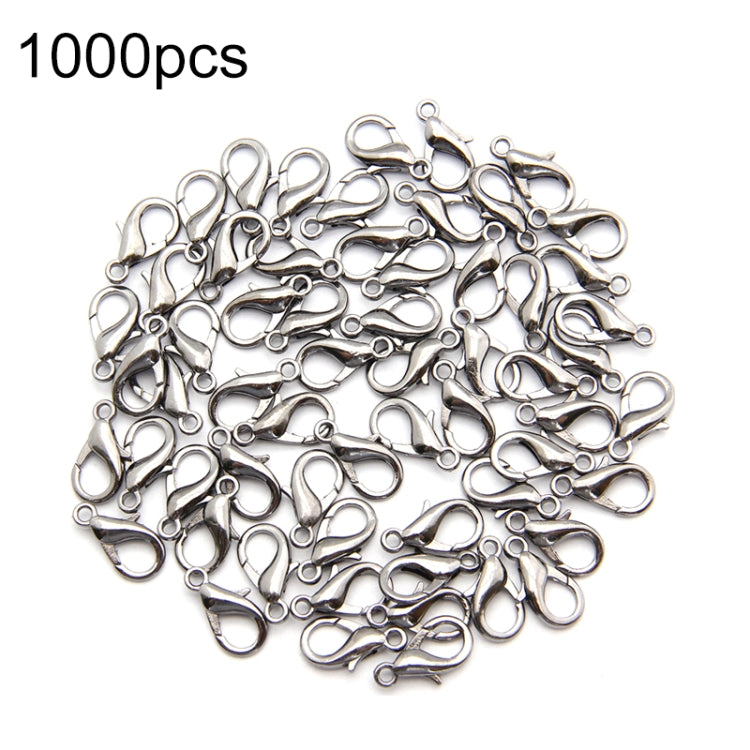 Silver tone lobster claw clasps, small 12mm metal findings, 1000 pack