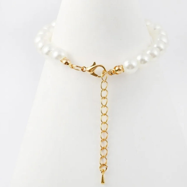 Gold lobster claw clasp with chain and pearl beads, small jewelry connector