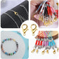 Assorted lobster claw clasps shown with chains and bracelets in multiple colors