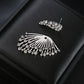 Silver rhinestone fan-shaped asymmetric stud earring with post back detail