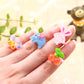 Children's resin cartoon rings (100 pcs) with animal and fruit-themed ring faces