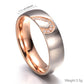 Two-tone heart ring with rhinestone row on brushed metal band, size 9, 3.5 g