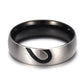 Silver-tone ring with black heart design and smooth inner band