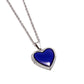 Blue heart locket pendant on silver-tone chain, heart-shaped frame