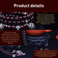 Red beaded bracelet with silver heart charm, elastic stretch band