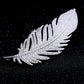 Jeweled feather brooch with sparkly texture and pin stem