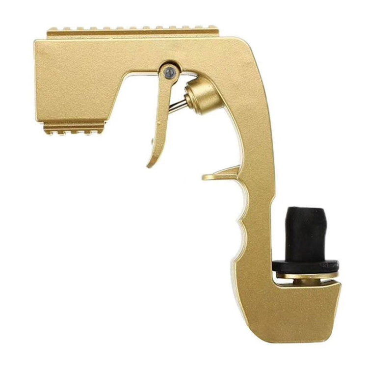 Gold plastic-wrapped metal bubble squirt gun with trigger and bottle nozzle