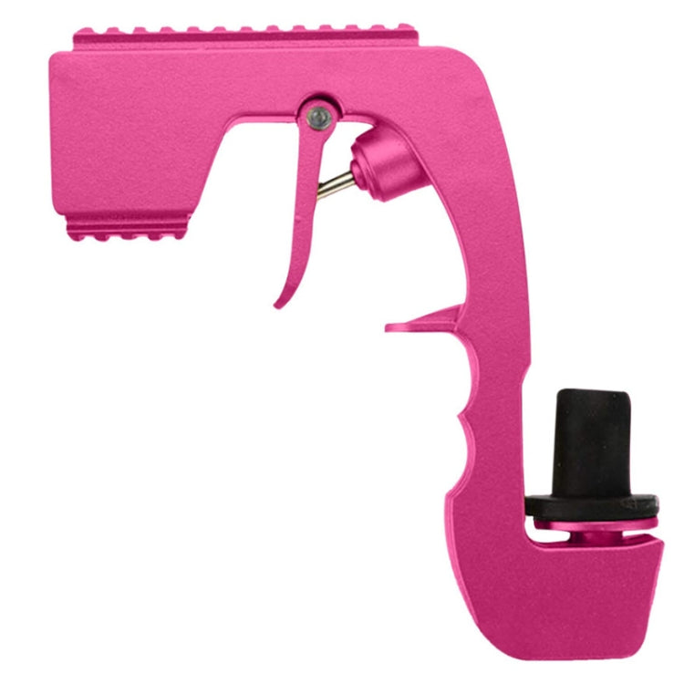Pink plastic-wrapped metal bubble squirt gun with trigger and nozzle cap