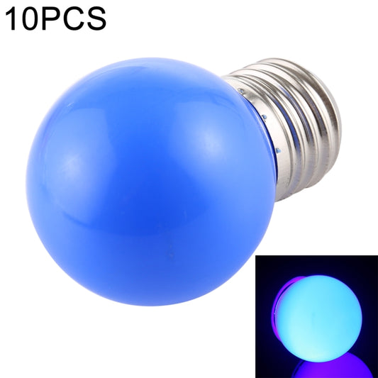 Blue LED light bulb with screw base, glowing blue dome, DC 12V 10-pack.