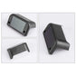 Close-up views of a black solar stair light showing solar panel screen and side mounting tabs.